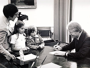 Midge with Carter and Kids in Oval Office